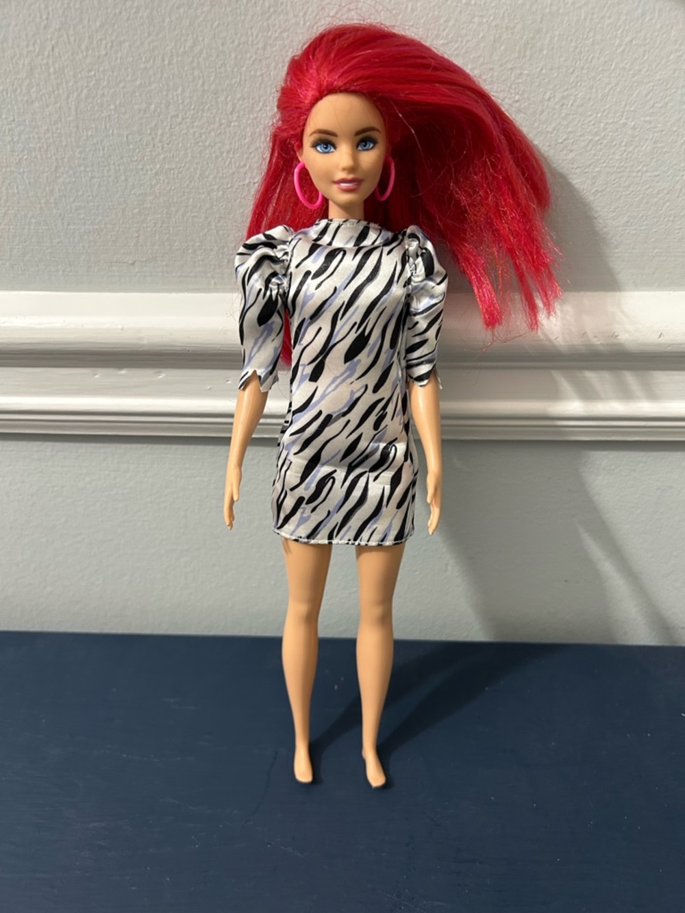 Barbie Fashionista #168 red hair and Zebra dress